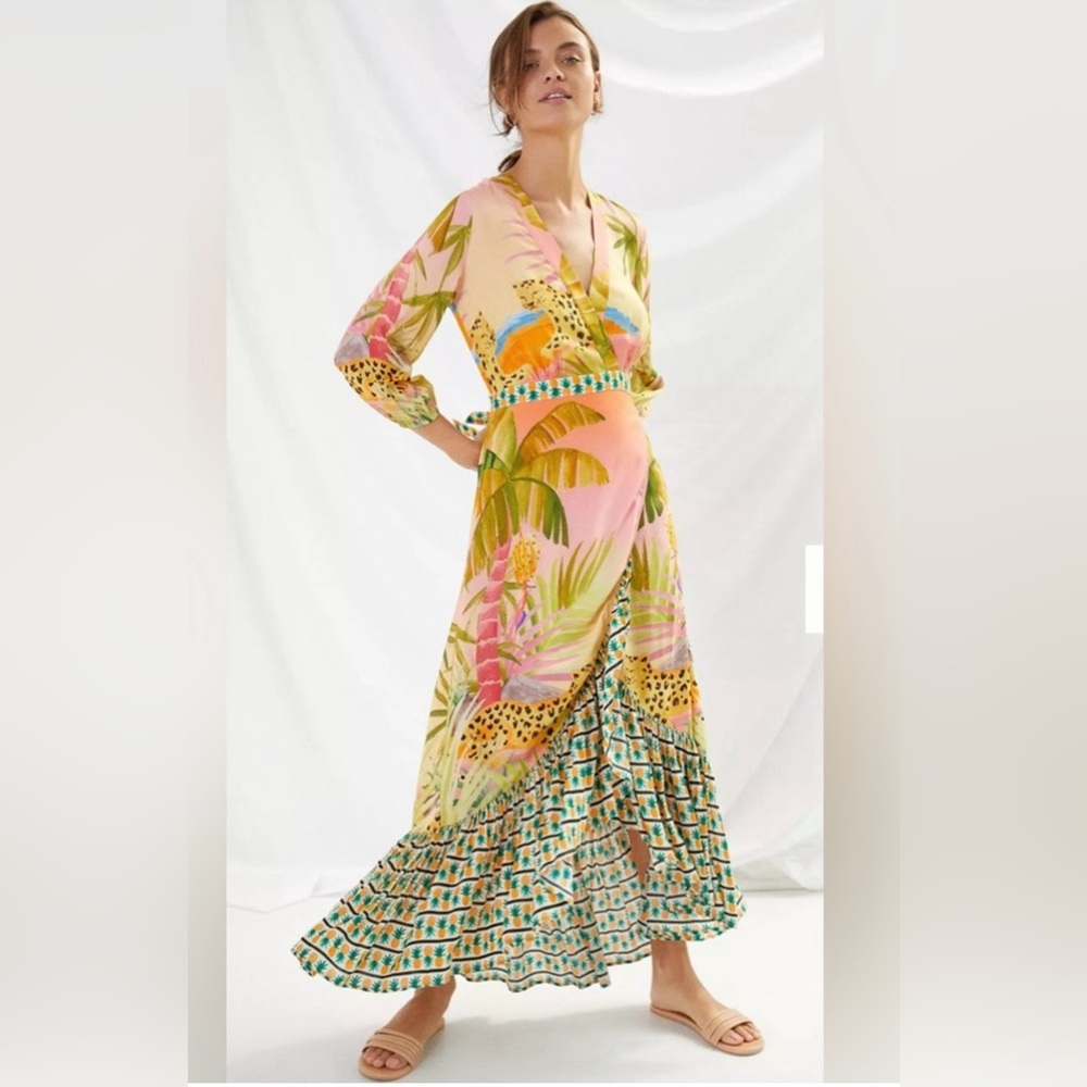 FARM RIO TROPICAL WRAP MAXI DRESS NWT XS
Color:  PINK COMBO